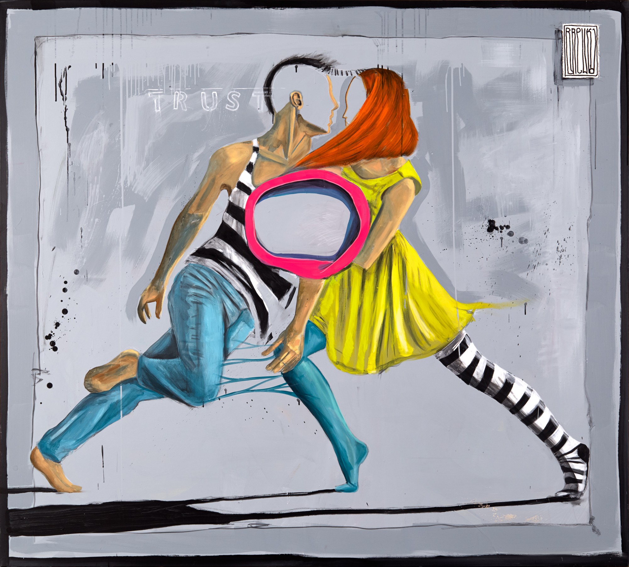 trust, 180x200 cm, akryl, olej, spray na płótnie, 2016