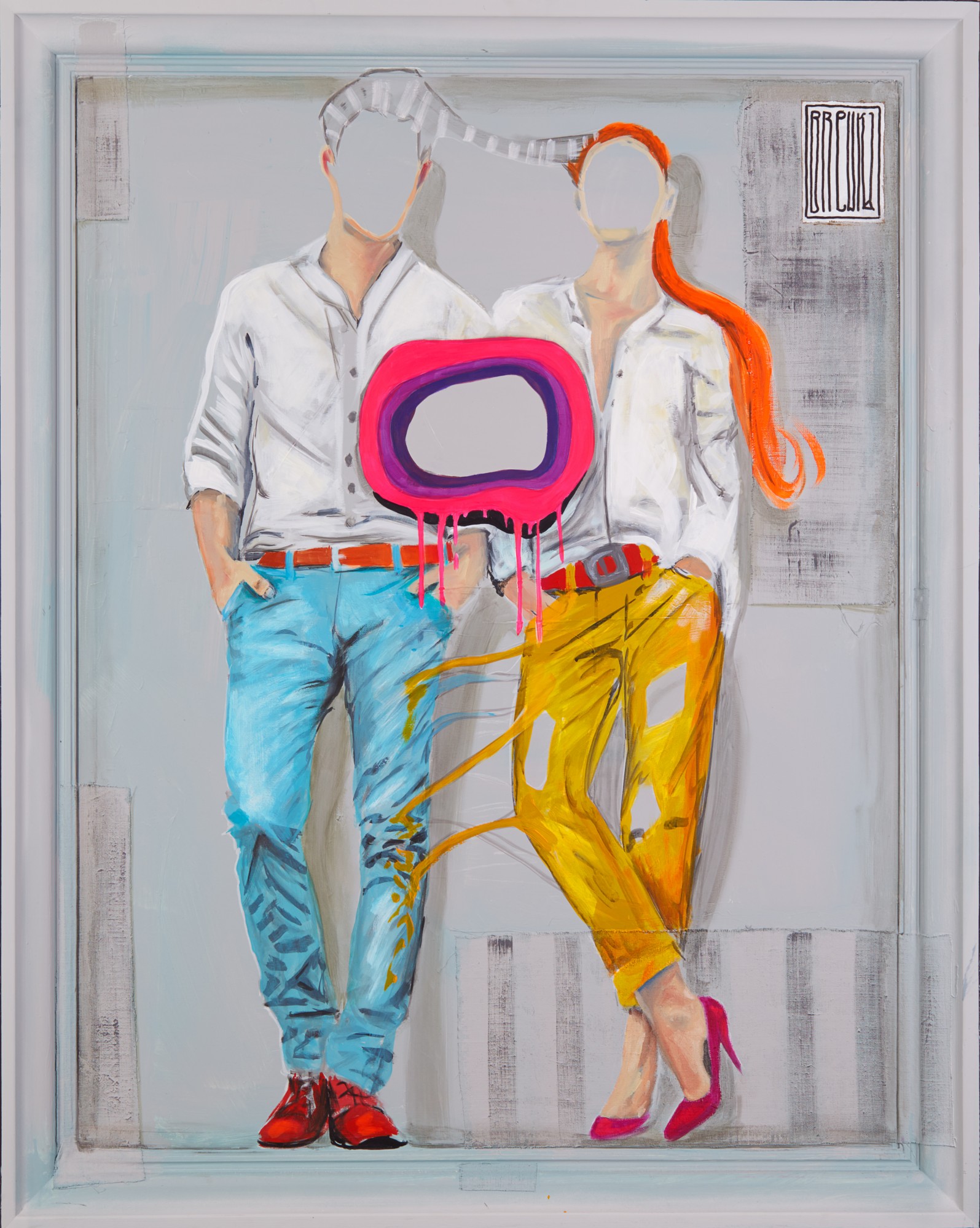 ona i on, 147x117 cm razem z ramą, akryl, olej na płótnie, 2016