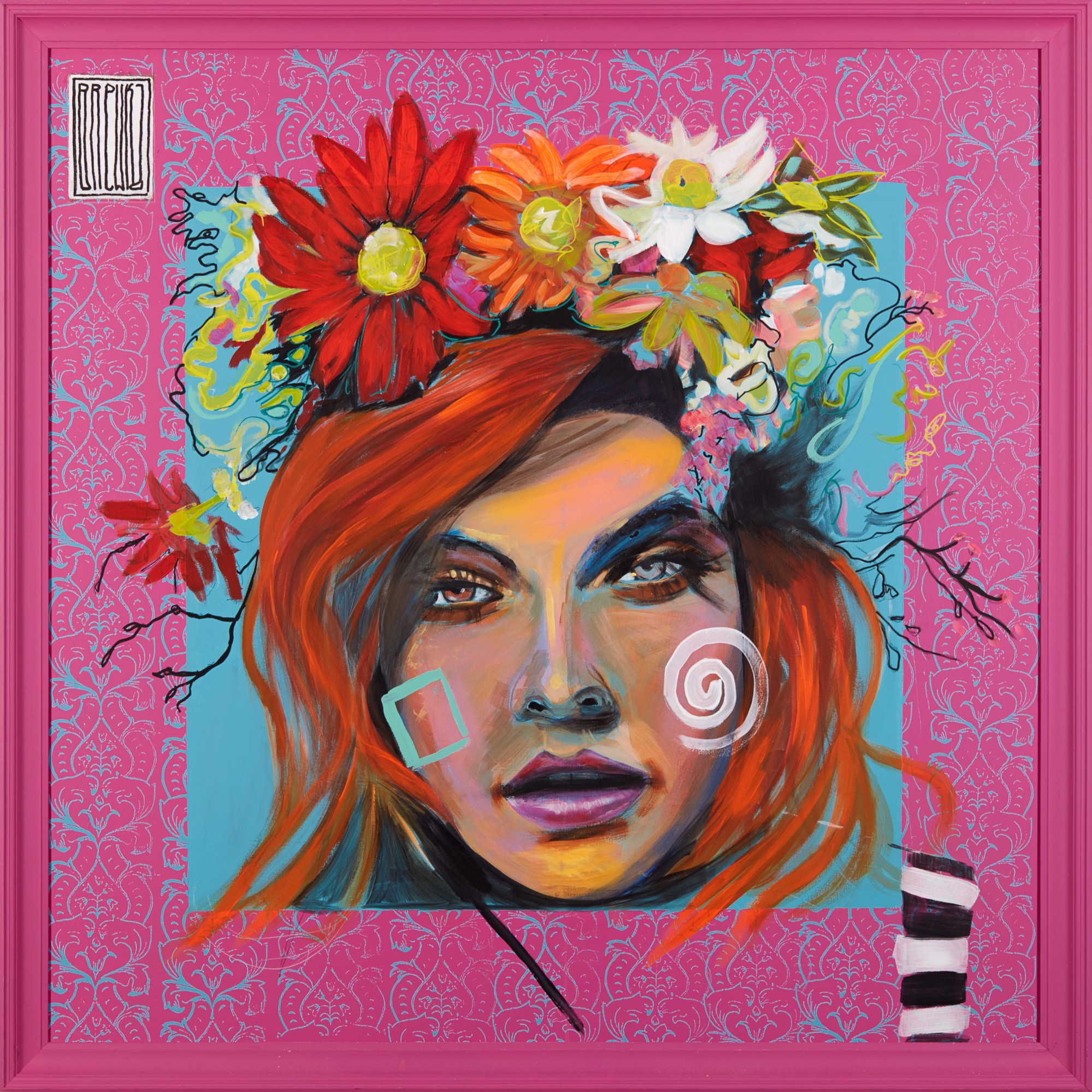 ewa, 130x130 cm razem z ramą, akryl, olej na płótnie, 2016