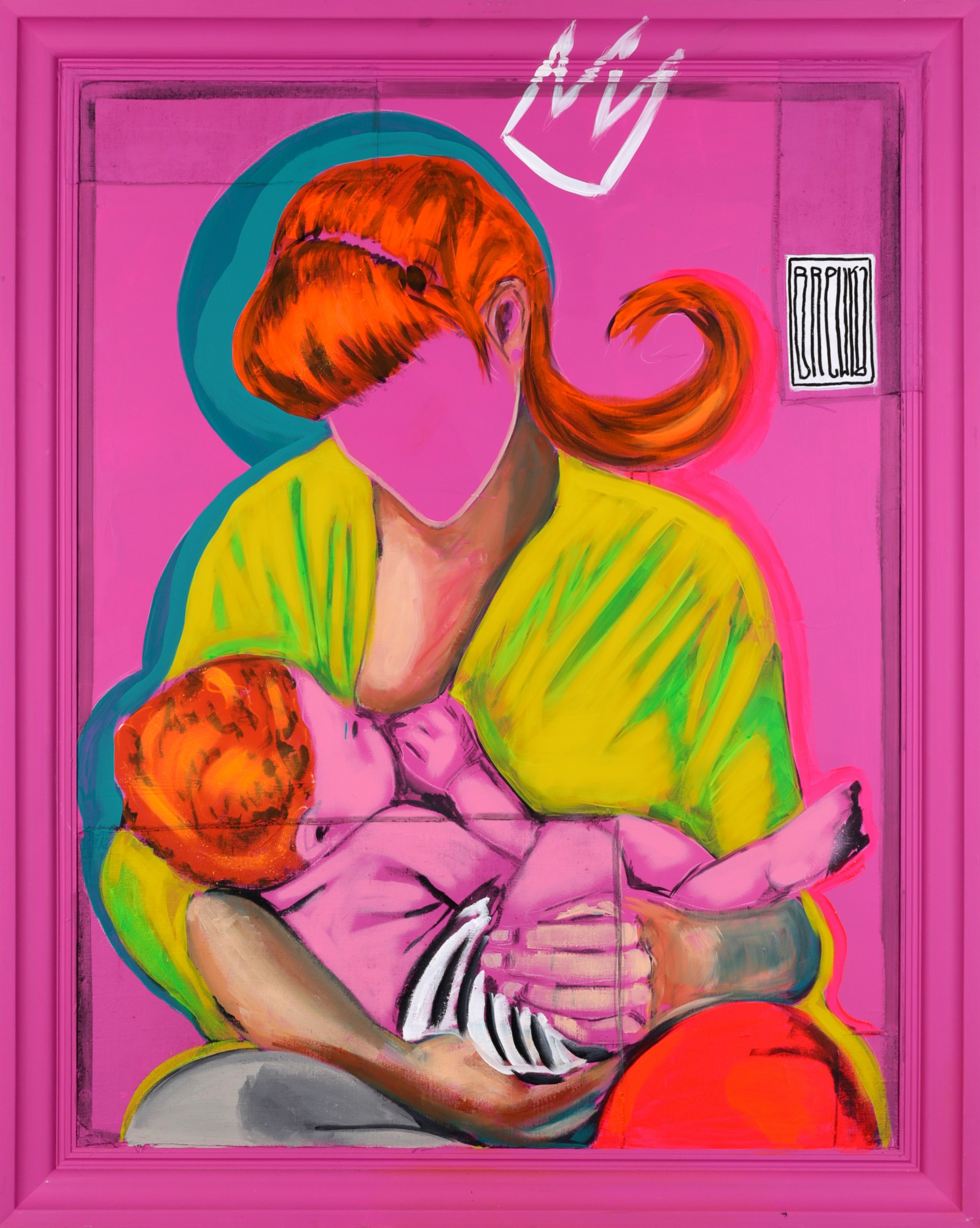 królowa życia, 117x147 cm razem z ramą, akryl, olej na płótnie, 2016