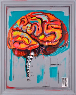free your mind, 147x118 cm razem z ramą, akryl, olej, spray na płótnie, 2016