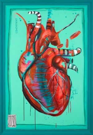 love, 160x10 cm razem z ramą, akryl, olej na płótnie, 2016