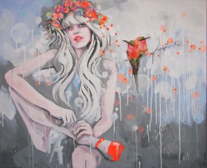 orange; akryl, kolaż; 100x81cm; 2016 (1280x1037)