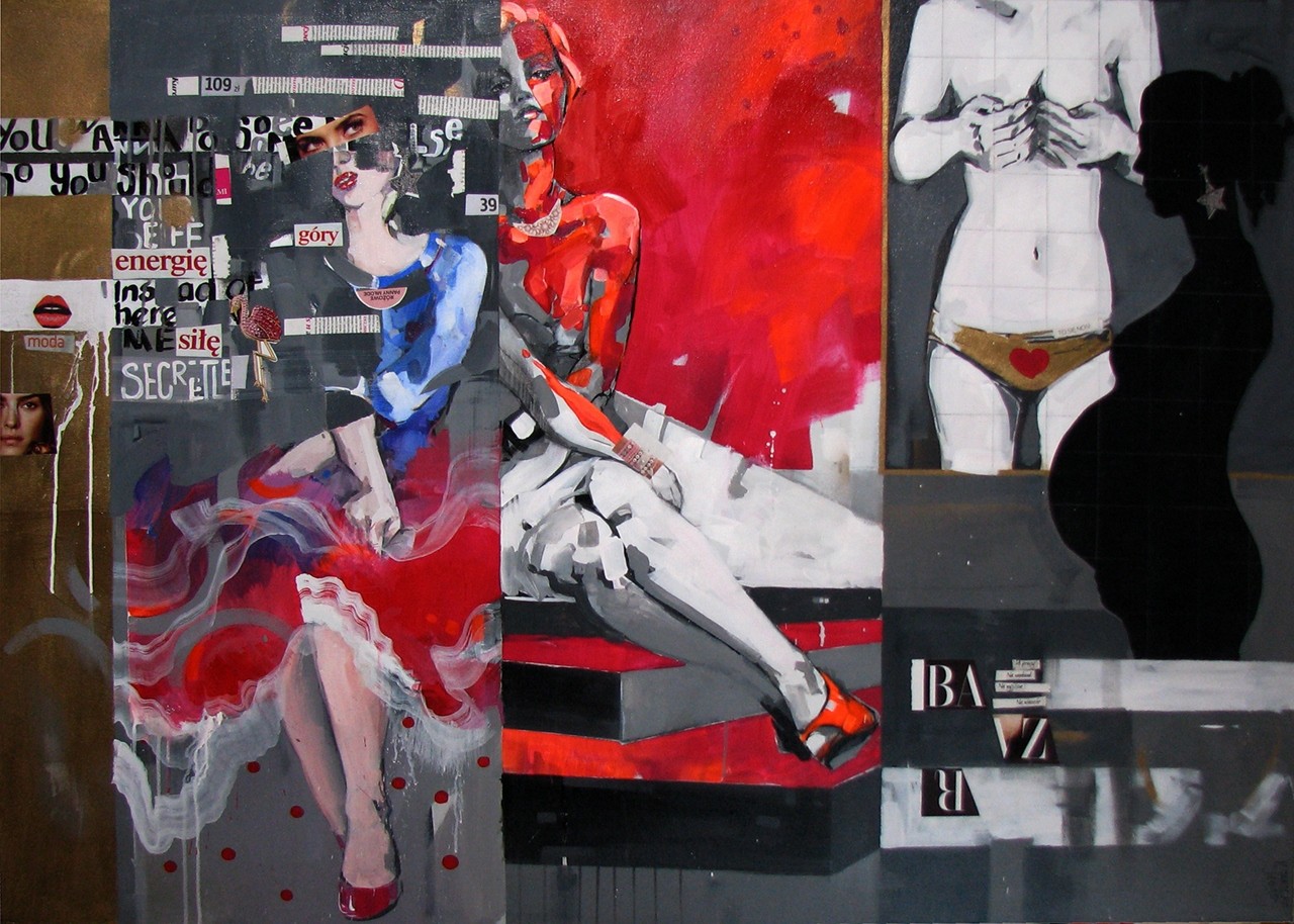 to się nosi; akryl, kolaż; 140x100cm; 2015 (1280x914)