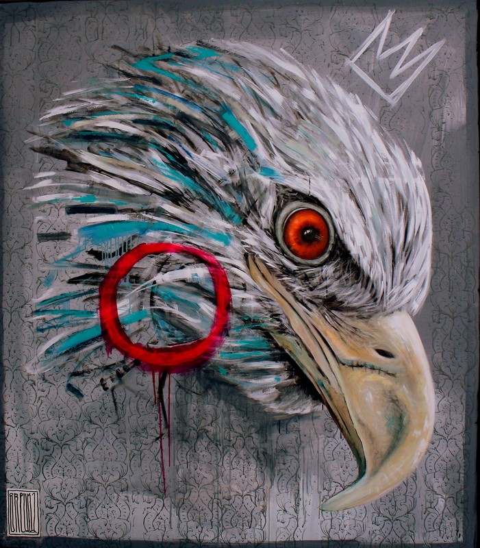 brzydkie kaczątko 140x160 akryl spray napłótnie 1