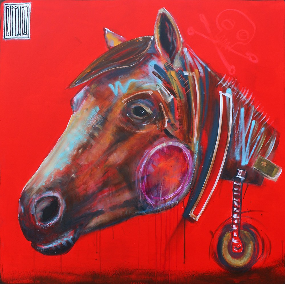 lost, 100x100 cm, akryl i spray na płótnie, 2018