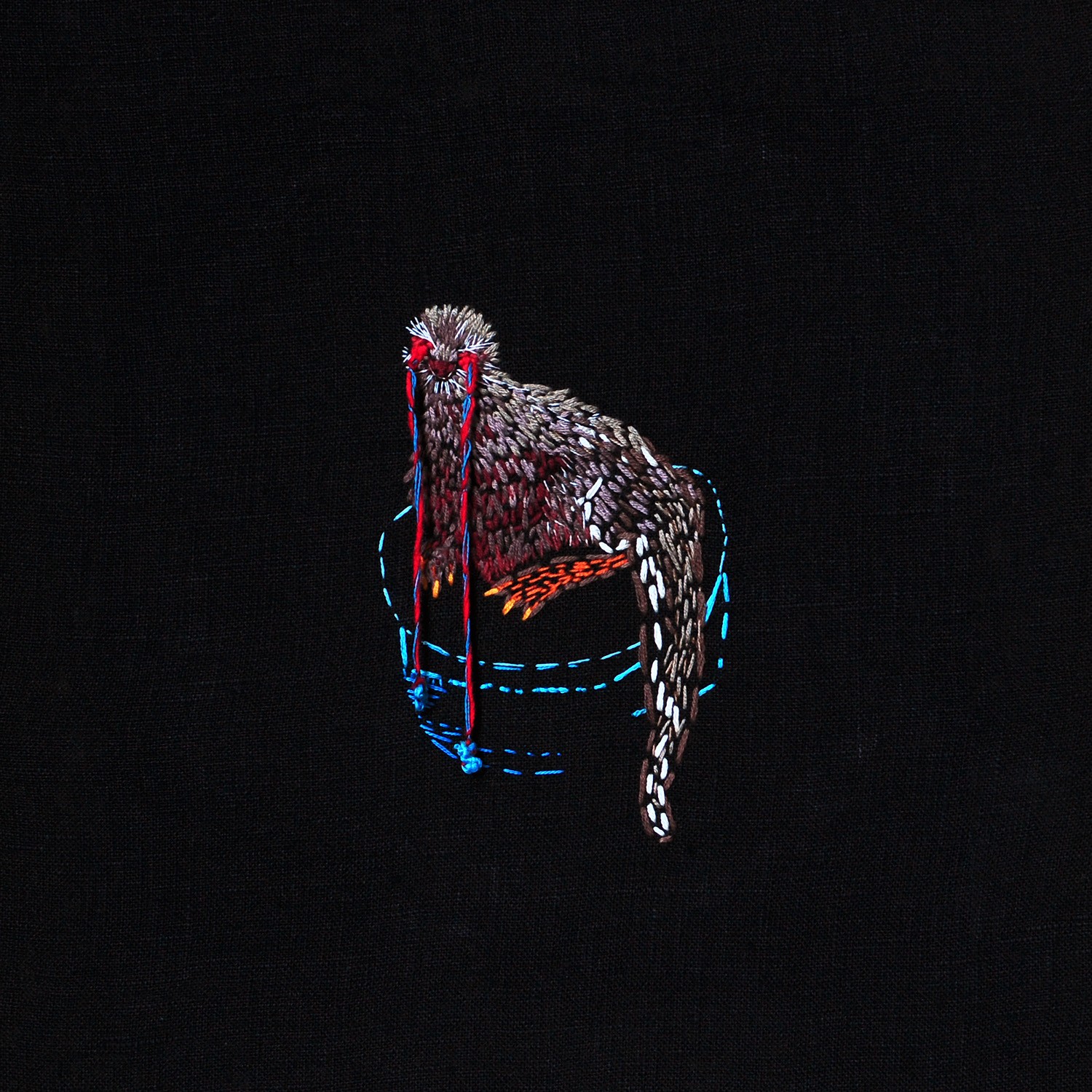 anna jarosz, wydra patagońska, 2016, 27x27 cm, haft ręczny