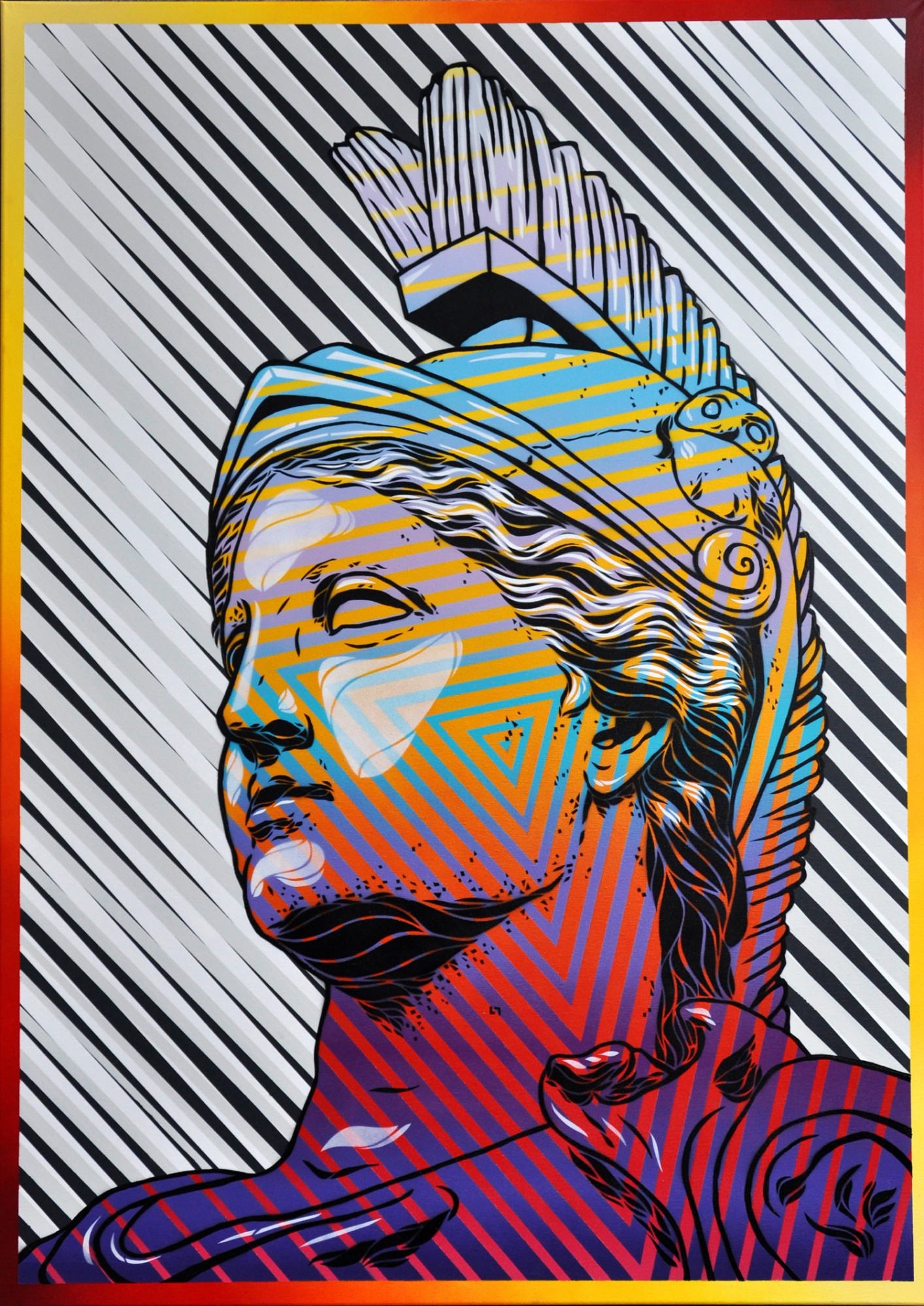 michal_maka__atena_,_acrylic,_spray,_hand-cut_stencils_on_canvas,_140x100cm,_2019