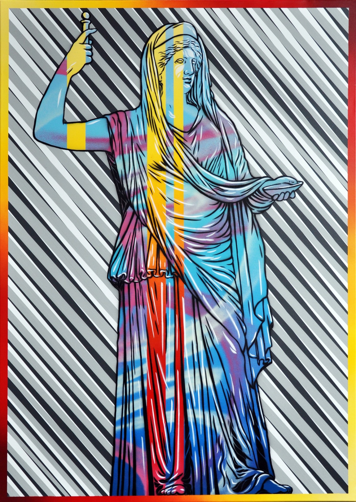 michal_maka__hera_,_acrylic,_spray,_hand-cut_stencils_on_canvas,_140x100cm,_2019